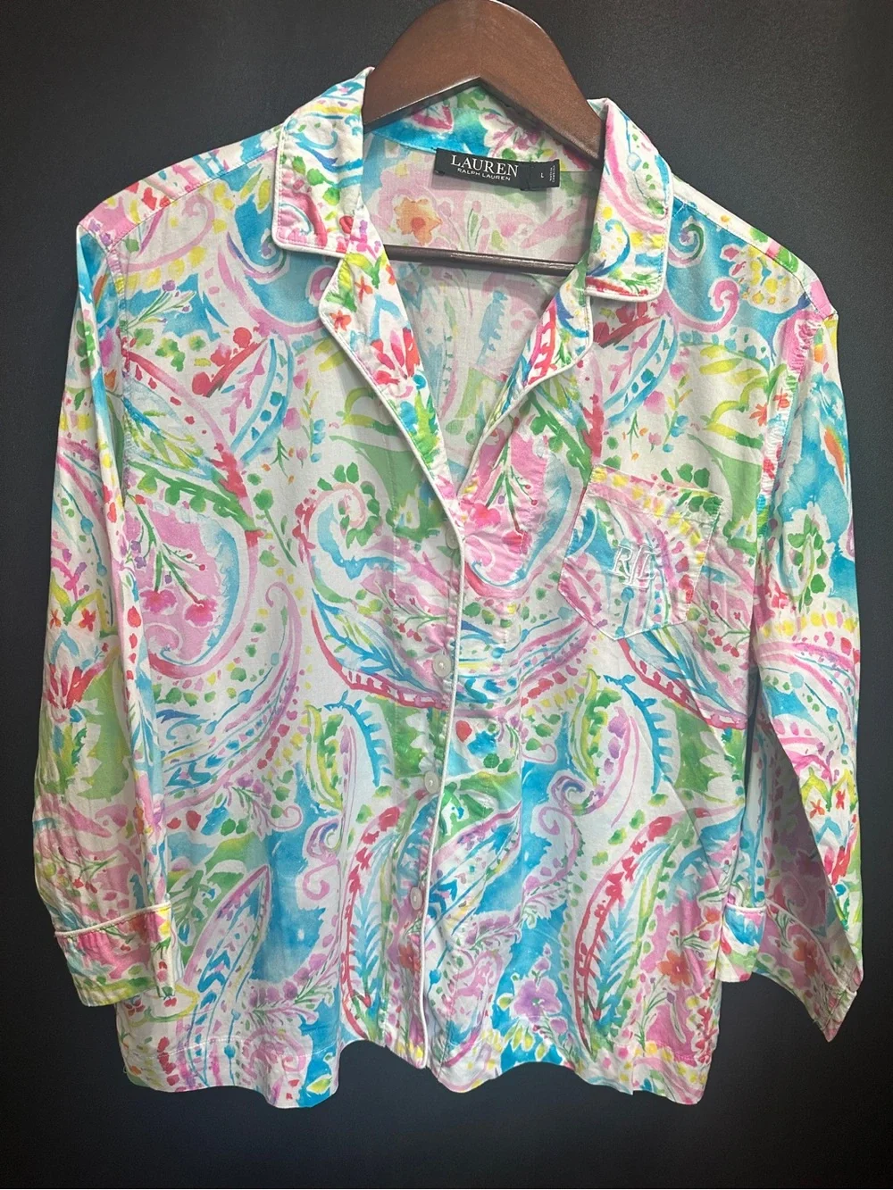 Lauren by Ralph Lauren Women's Multicolor Paisley Pajama Set - Pink & Blue